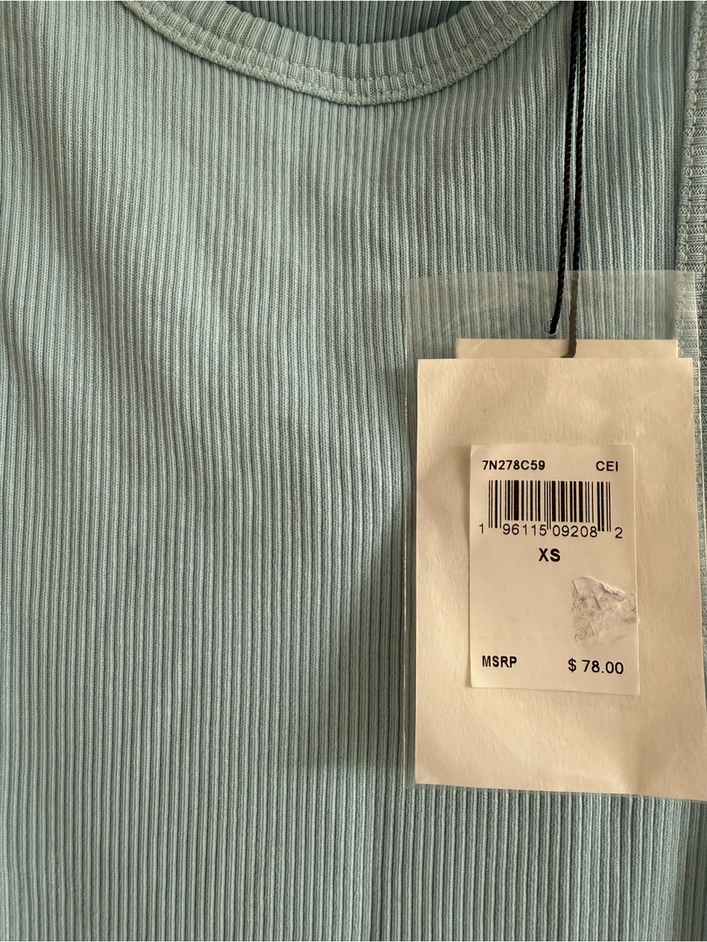 7 For All Mankind Light Blue Ribbed High-Neck Tank - Picture 7 of 9